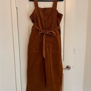 Brown Corduroy Jumpsuit with Belt